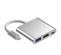 byepica Convertitore 3 in 1 di tipo C per switch e laptop, porta HDMI Ultra HD 4K, hub USB 3.0, adattatore multiporta portatile in alluminio, argento, supporta il trasferimento veloce dei dati e la