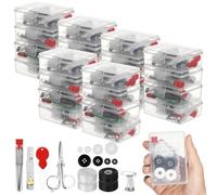 byepica Set da 24 mini kit da cucito da viaggio, 40 pezzi, kit di emergenza, con custodia trasparente, idea regalo