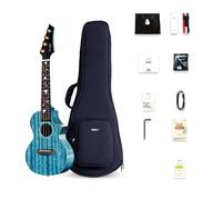 ByErz Mogano Missing Corner Ukulele Blu 23/26 pollici Tastiera in mosaico fine for principianti e professionisti maschi e femmine for suonare la custodia e gli strumenti di manutenzione inclusi (Colo