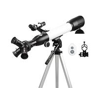 BYERZ Telescopio per bambini principianti, apertura 60 mm 500 mm BAK4 prisma FMC telescopio rifrattore per astronomia 3 in1 oculari telescopio con supporto per smartphone e treppiede e telecomando