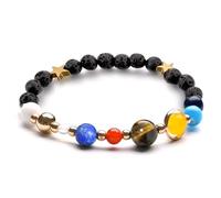 BYETOCE Braccialetto del sistema solare The Eight Planets Guardian Star Bracciale con perline Universo Galaxy Bangle Gioielli Pietra Naturale Perline Braccialetto Regali per Donne Uomini Compleanno