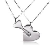 BYETOCE Collana con ciondolo a forma di freccia e cuore, in acciaio inox, per coppie, con ciondolo a forma di cuore traforato, idea regalo per fidanzati e fidanzate, extra large, Ottone, Zirconia