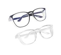 BYEYETEARS Confezione da 2 occhiali di sicurezza per uomini e donne, infermieri, trasparenti, anti appannamento, alla moda, comodi, occhiali di sicurezza con protezioni laterali per adulti, colore