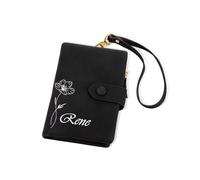 BYFDIY Portafoglio in pelle con fiore di nascita pieghevole in tre parti, porta carte di credito, portafoglio sottile con 12 scomparti e 4 tasche laterali, grazioso portafoglio per donne e ragazze,