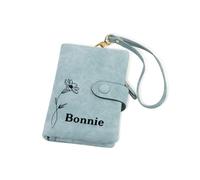 BYFDIY Portafoglio in pelle con fiore di nascita pieghevole in tre parti, porta carte di credito, portafoglio sottile con 12 scomparti e 4 tasche laterali, grazioso portafoglio per donne e ragazze,