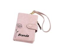 BYFDIY Portafoglio in pelle con fiore di nascita pieghevole in tre parti, porta carte di credito, portafoglio sottile con 12 scomparti e 4 tasche laterali, grazioso portafoglio per donne e ragazze,