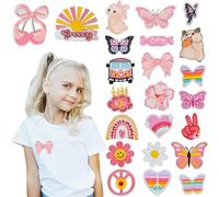 Byfoyif 23 Pezzi Toppe Termoadesive Rosa, Adesivi Ricamati per Vestiti, Toppe Adesive Bambini, Ricami Toppa per Riparazione e Decorazione di Tessuti, Per Vestiti/Jeans/Giacche/Zaini/Cappelli