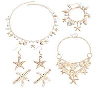Byfoyif Set di Gioielli da Donna con Conchiglia, Collana Conchiglia Stella Marina Bracciale e Orecchini, Sandy Beach Seashells Starfish Jewelry