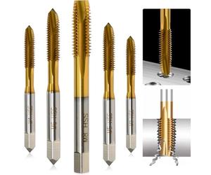 Byfoyif Set Maschi per Filettaturam M3 M4 M5 M6 M8 Maschi per Filettatura Spirale in Acciaio HSS, Punte per Maschiatura per Piccole Riparazioni 5 Teste di Taglio filettate