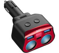BYGD Sdoppiatore Accendisigari, 2 Prese Accendisigari QC 3.0 USB Power Splitter 12V/24V 120W Sdoppiatore Auto per Telefoni Cellulari GPS