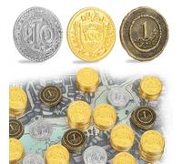 Byhoo 100 pezzi di monete DND in metallo, 1,2" oro argento rame con valore nominale per gioco da tavolo e tavolo RPG, monete in metallo fantasy per pirati, giochi per feste e cosplay