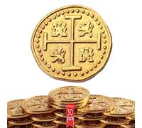 Byhoo 30 Monete Pirata in Metallo, Set di Monete Oro, Pirati Treasure Chest Fake Coins Tokens, Imitazione realistica dei Soldi per i Giocattoli Cosplay Giochi da Tavolo