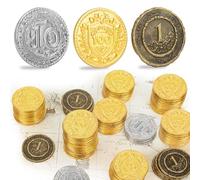 Byhoo 50 monete DND in metallo, 1,2" oro argento rame token con valore facciale per gioco da tavolo e tabletop RPG, monete in metallo fantasy per pirati, gioco, feste, cosplay