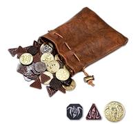 Byhoo 60PCS DND Coins with Leather Pouch, Gold, Silver And Copper Coins in Metal Coins, Fantasy Coins for Board Games, Fake Coins for Games Tokens, Role-Playing Coins of Dungeons And Dragons