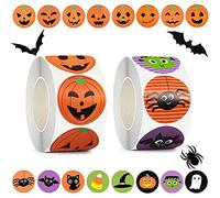 Byhoo Adesivi di Halloween per bambini, 1000 pezzi Byhoo Halloween Pumpkin Bat Spider Stickers Roll, 16 colori e disegni vivaci, busta sigilli Paster per decorazioni per feste di Halloween