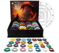 Byhoo Anelli di stato DND in metallo con 28 pennarelli con stencil magico, 112 pezzi DND Miniature Status Effetti Anelli con scatola portaoggetti, D&D Pathfinder e altri Tabletop RPG