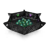 Byhoo Crocodile Pattern DND Dice Tray, Foldable Hexagonal Dice Rolling Tray, Glow-in-The-Dark Eye Dice Tray, perfetto per RPG, DND e giochi da tavolo (nero)
