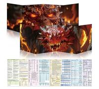 Byhoo Set da 2 schermi DM per D&D 5E - Accessori immersivi - Lavagolem & Principe del Drago Rosso, superficie cancellabile con supporti, formato pieghevole portatile A4 per master di gioco