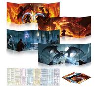 Byhoo Set di 4 ombrelloni DM per D&D 5E - Epic Designs - Ombrello a scala da gioco impermeabile e riscrivibile, con supporto regolabile, formato A4 pieghevole portatile, compatibile con le regole 5E