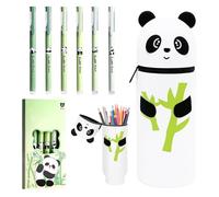 Byhsoep Astuccio Panda, con 6 Penne Cancellabili, Astuccio 2 in 1 in Morbido Silicone, Astuccio Panda Kawaii, Forniture per Ufficio, Scuola e Casa per Bambini e Adulti