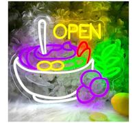Byicoo Insegne al neon artistiche da appendere Apri l'insegna al neon con la luce della frutta per bar dei succhi ristorante negozio per mercato cibo per casa del caffè