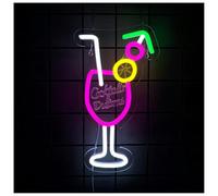 Byicoo Insegne al neon artistiche da appendere Cocktails and Dreams Insegna al neon per decorazioni da parete Insegne luminose per camera letto(A)