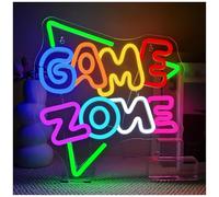 Byicoo Insegne al neon artistiche da appendere Game Zone Insegna al neon Decorazione da parete per sala gioco per camera letto dei ragazzi Internet Bar Sala