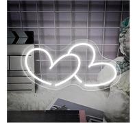 Byicoo Insegne al neon artistiche da appendere Insegna al neon a forma di cuore, luci alimentate, utilizzate per decorazioni murali per feste e matrimoni(F,50cmx26cm)