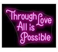 Byicoo Insegne al neon artistiche da appendere Insegna al neon Attraverso l'amore tutto è possibile per cerimonia di matrimonio in discoteca 40X30cm(Rosso)