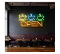 Byicoo Insegne al neon artistiche da appendere Insegna al neon Coffee Open adatta per angoli di negozi da 51 cm