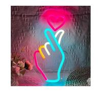 Byicoo Insegne al neon artistiche da appendere Insegna al neon mano a cuore decorazione per camera da letto 14x30cm