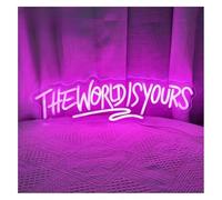Byicoo Insegne al neon artistiche da appendere Insegna al neon Pannello IL MONDO È per TUO Decorazione murale