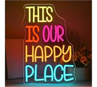 Byicoo Insegne al neon artistiche da appendere Insegne al per neon decorative Insegna per Questo è il nostro posto felice dimmerabile P