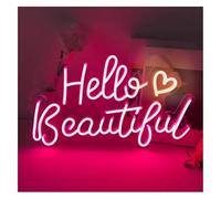 Byicoo Insegne al neon artistiche da appendere Lampada al neon per creare un'atmosfera rilassante, insegna Ciao, bella camera da letto, casa, arte, festa di nozze(A)