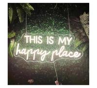Byicoo Insegne al neon artistiche da appendere Lampada con atmosfera rilassante This Is My Happy Place, insegne al neon, per decorazioni murali, per la per stanza(55X24cm)