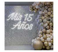 Byicoo Insegne al neon artistiche da appendere Lampada da parete per la decorazione della per stanza festa di compleanno Mis 15 Años Neon Cool per casa(Bianco,A)