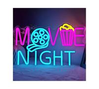 Byicoo Insegne al neon artistiche da appendere Lampada da parete per popcorn, decorazione per sala cinema, luce al neon per, serata cinematografica(39X32cm)