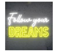 Byicoo Insegne al neon artistiche da appendere Lampada d'atmosfera rilassante Segui i tuoi sogni Insegna al neon Decorazione murale ispiratrice Camera da letto Ufficio(D)