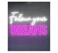 Byicoo Insegne al neon artistiche da appendere Lampada d'atmosfera rilassante Segui i tuoi sogni Insegna al neon Decorazione murale ispiratrice Camera da letto Ufficio(B)