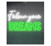 Byicoo Insegne al neon artistiche da appendere Lampada d'atmosfera rilassante Segui i tuoi sogni Insegna al neon Decorazione murale ispiratrice Camera da letto Ufficio(F)