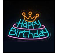 Byicoo Insegne al neon artistiche da appendere Lettere colorate per interni, luci al neon, design Buon compleanno (5 V), decorazione da parete per soggiorno