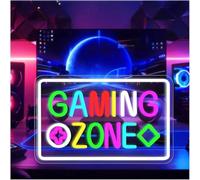 Byicoo Insegne al neon artistiche da appendere Luce al neon a LED Gaming Zone per la decorazione da parete della camera letto dei ragazzi, 42x26,5 cm