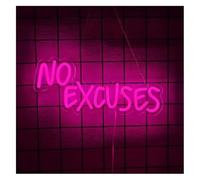 Byicoo Insegne al neon artistiche da appendere Nessuna scusa per l'insegna al neon, luce ispiratrice, decorazione da parete per palestra, parola luminosa decorativa
