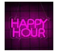 Byicoo Insegne al neon artistiche da appendere Per decorazioni per feste con insegne al neon Happy Hour per luci LED lettere