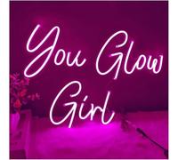 Byicoo Insegne al neon artistiche da appendere Per la lampada al neon prestito parola You Glow Girl per insegna