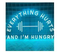 Byicoo Insegne al neon artistiche da appendere Per l'insegna al neon per ogni cosa che fa male e ho fame, decorazione da parete con luci palestra(70x44cm)