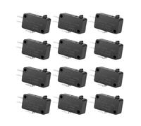 BYINGS 12 pezzi 125 V/250 V 16 A SPDT Pulsante a scatto utile Nero Micro Interruttore di finecorsa Connettore Attuatore Porta Forno a microonde