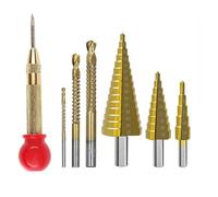 BYINGS 7 pezzi punta da trapano a gradini sega trapano punzone centrale set fresa Ti lavorazione del legno metallo nucleo foro apri 4-12 4-20 4-32mm 3 6 8mm