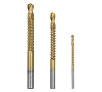BYINGS Set di punte for trapano a gradini con scanalatura dritta ad alta velocità, fresa for aprire i fori in legno e metallo rivestita in titanio, set di punte for trapano a gradini da 3-12/4-12/4-20