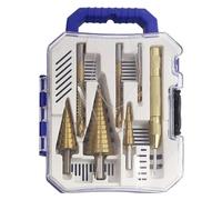 BYINGS Set di punte for trapano a gradini con scanalatura dritta ad alta velocità, fresa for aprire i fori in legno e metallo rivestita in titanio, set di punte for trapano a gradini da 3-12/4-12/4-20